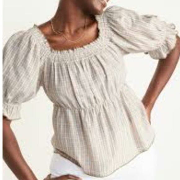 Old Navy NWT smocked plaid puff short sleeve baby doll top woman's size XL - Picture 9 of 9